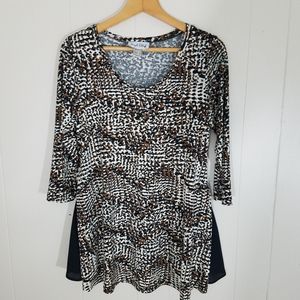 Joseph Ribkoff tunic top swing side zipper animal